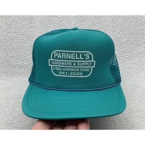 VTG Parnells Hardware & Supply Snapback Trucker Hat Turquoise Foam Rope Ohio Dad